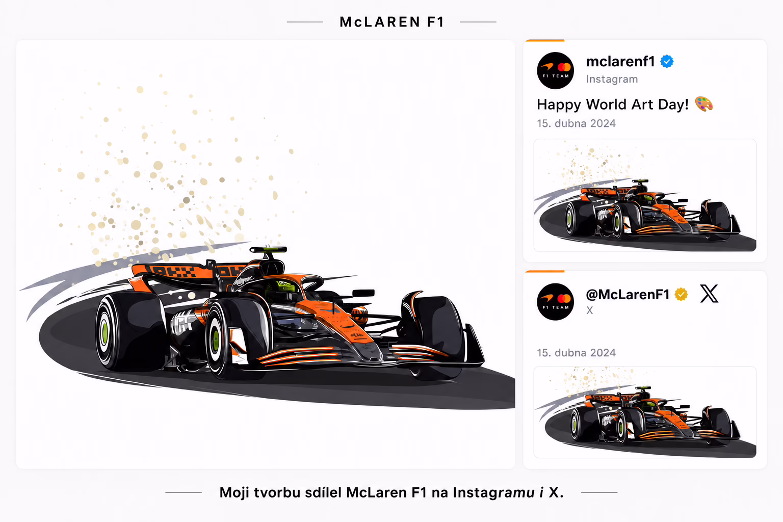 Ilustrace Formule 1 v digitálním příspěvku sportovní komunikace